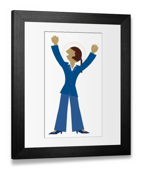 Framed Print : Digital illustration of jubilant businesswoman Framed Print : Digital illustration of jubilant businesswoman