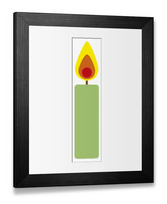 Framed Print : Digital illustration of burning green candle Framed Print : Digital illustration of burning green candle