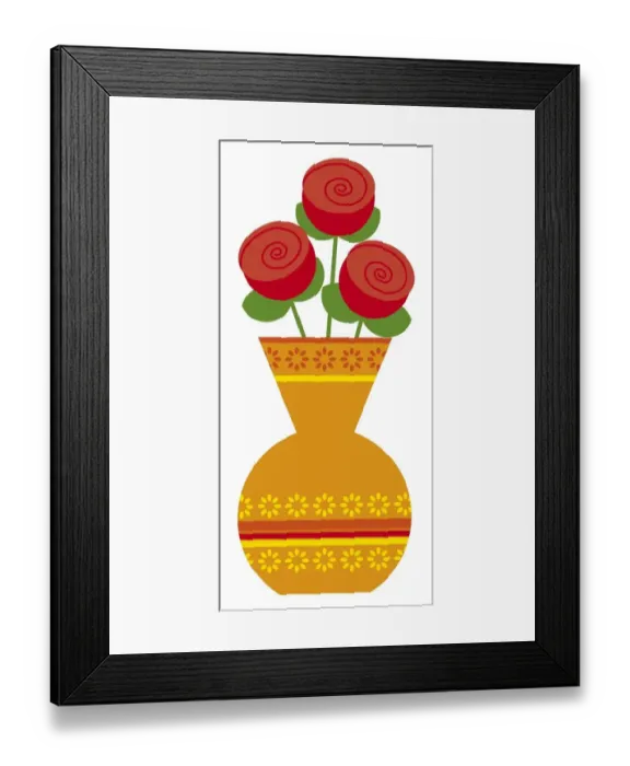 Framed Print : Digital illustration of vase of red roses Framed Print : Digital illustration of vase of red roses