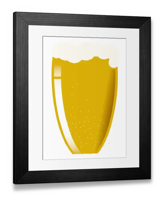 Framed Print : Digital illustration representing frothy cold beer in beer glass Framed Print : Digital illustration representing frothy cold beer in beer glass