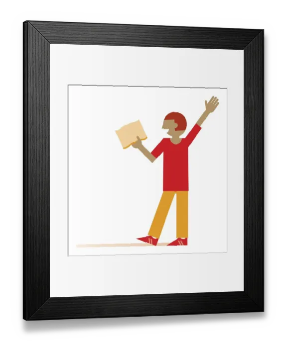 Framed Print : Digital illustration of woman reading aloud from open book