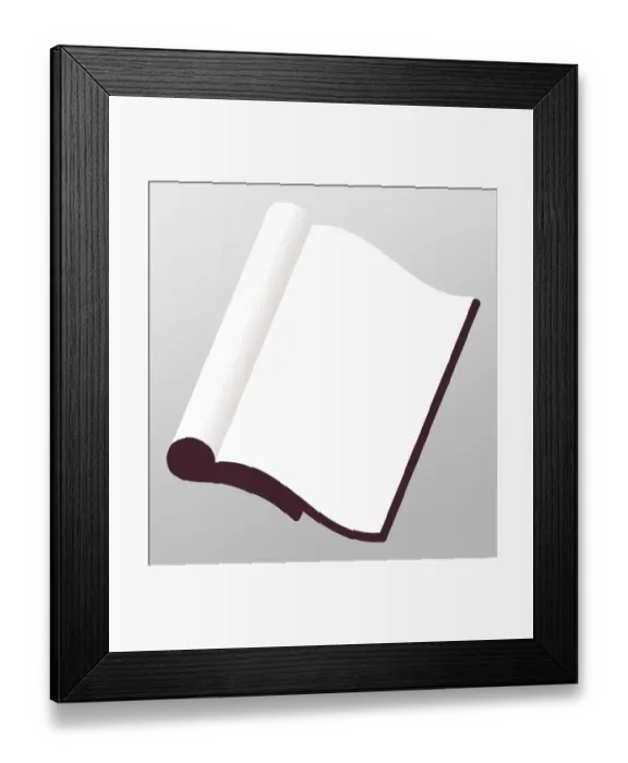Framed Print : Digital illustration of blank page in open book Framed Print : Digital illustration of blank page in open book
