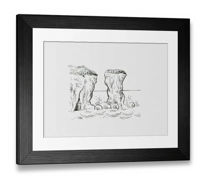 Framed Print : Black and white illustration of coastal stack Framed Print : Black and white illustration of coastal stack