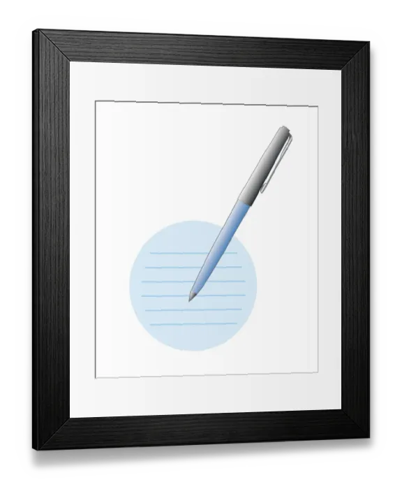 Framed Print : Digital illustration of ballpoint pen on lined paper Framed Print : Digital illustration of ballpoint pen on lined paper