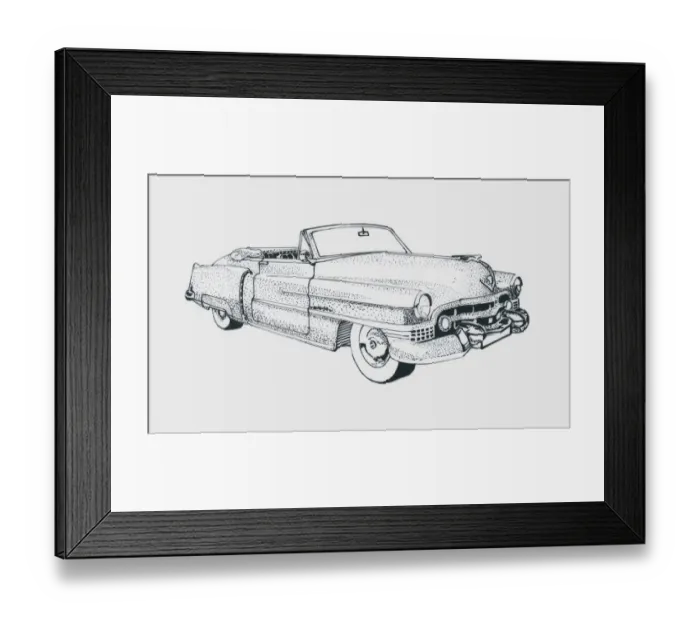 Framed Print : Black and white illustration of 1940s Cadillac Framed Print : Black and white illustration of 1940s Cadillac