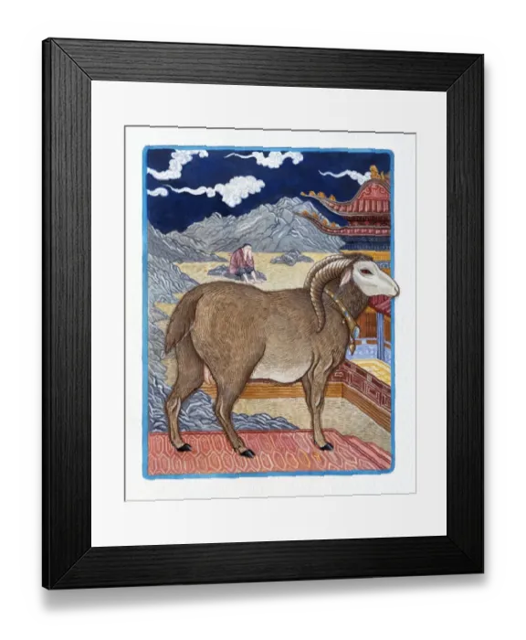 Framed Print : Illustration of Prosperous Lamb representing Chinese Year Of The Ram