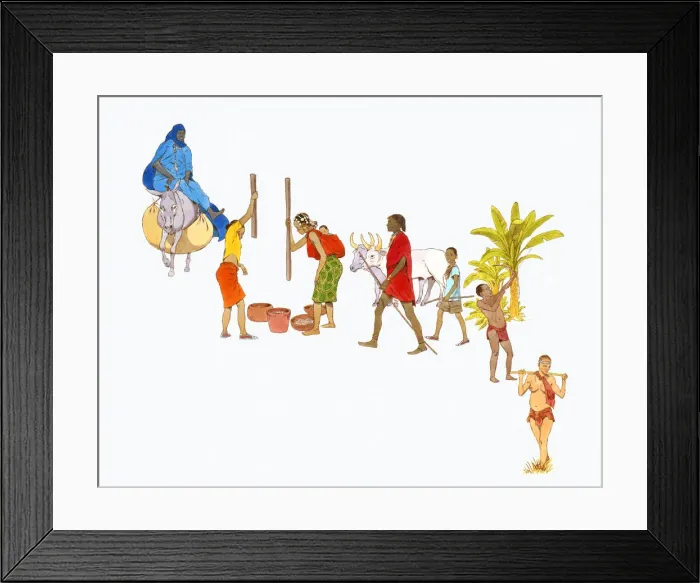 Framed Print : Digital illustration of the people of Tuareg, Ashanti, Masai, Pygmy and Bushmen tribes of Africa Framed Print : Digital illustration of the people of Tuareg, Ashanti, Masai, Pygmy and Bushmen tribes of Africa