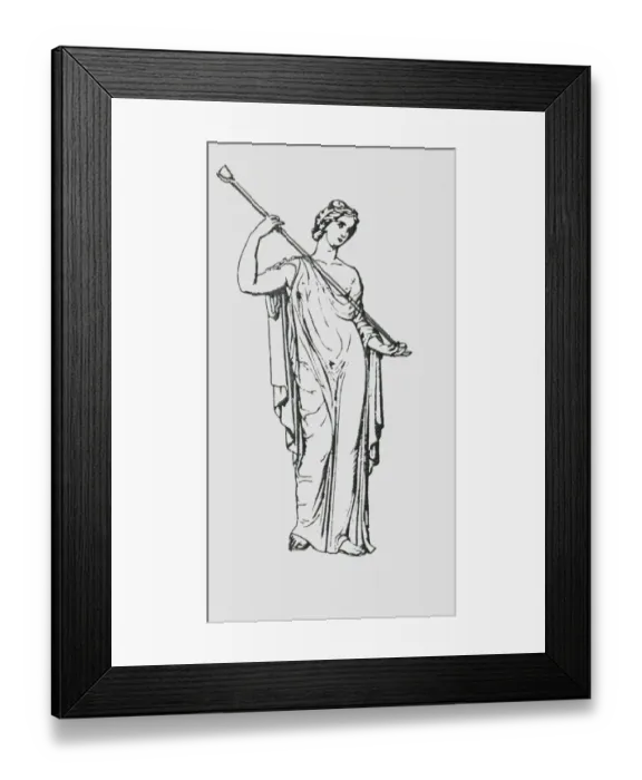 Framed Print : Black and white illustration of Roman virgin goddess Vesta Framed Print : Black and white illustration of Roman virgin goddess Vesta