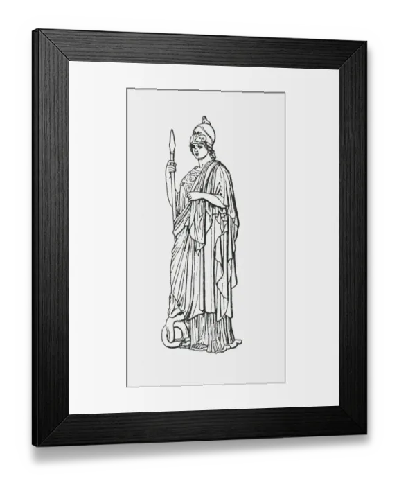 Framed Print : Black and white illustration of Greek goddess Athena Framed Print : Black and white illustration of Greek goddess Athena