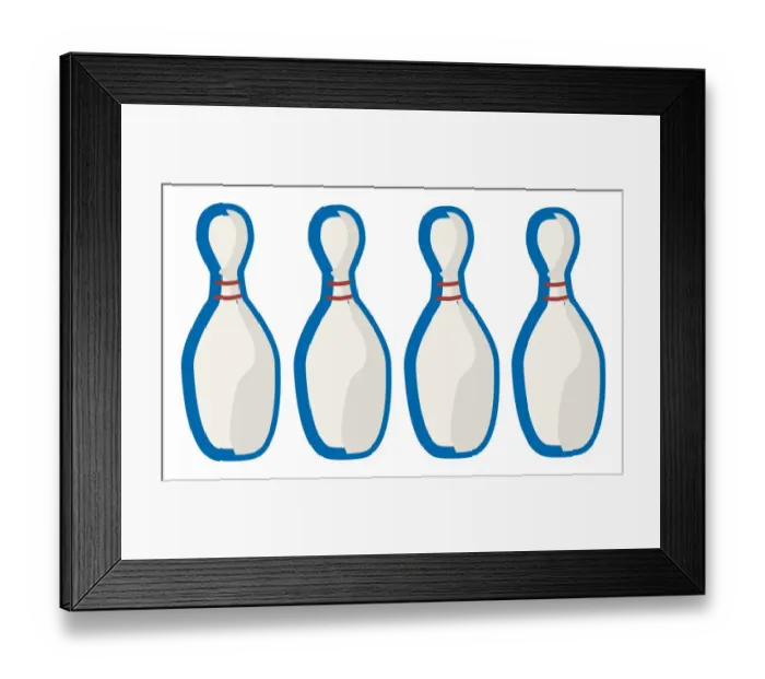 Framed Print : Digital illustration of four bowling pins Framed Print : Digital illustration of four bowling pins