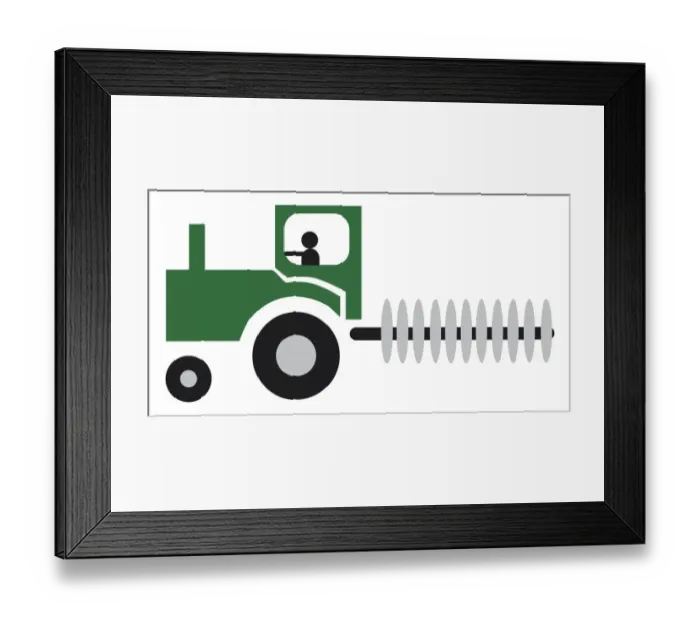 Framed Print : Digital cartoon illustration of tractor