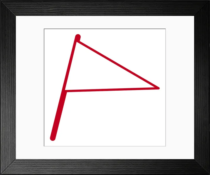 Framed Print : Digital illustration of triangular flag with red outline Framed Print : Digital illustration of triangular flag with red outline