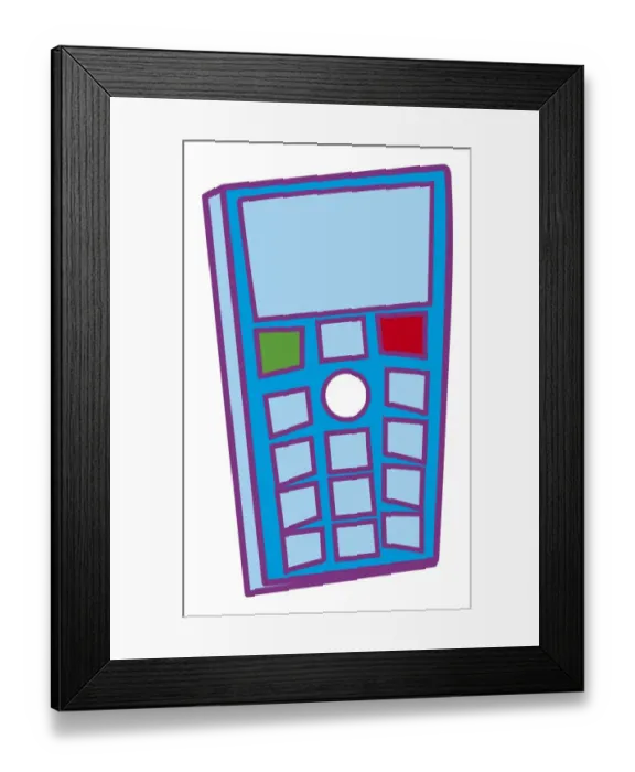 Framed Print : Digital cartoon of blue mobile phone Framed Print : Digital cartoon of blue mobile phone