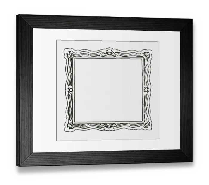 Framed Print : Black and white digital illustration of old fashioned mirror Framed Print : Black and white digital illustration of old fashioned mirror