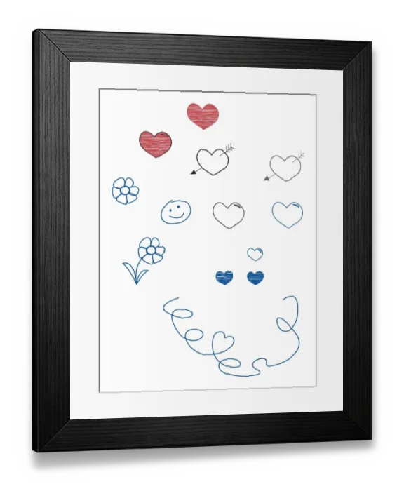 Framed Print : Digital illustration of childs doodles