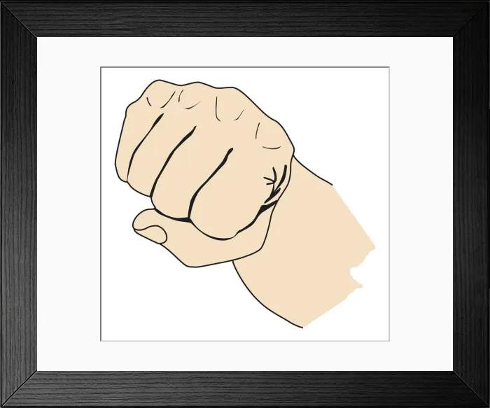Framed Print : Digital illustration of punching fist