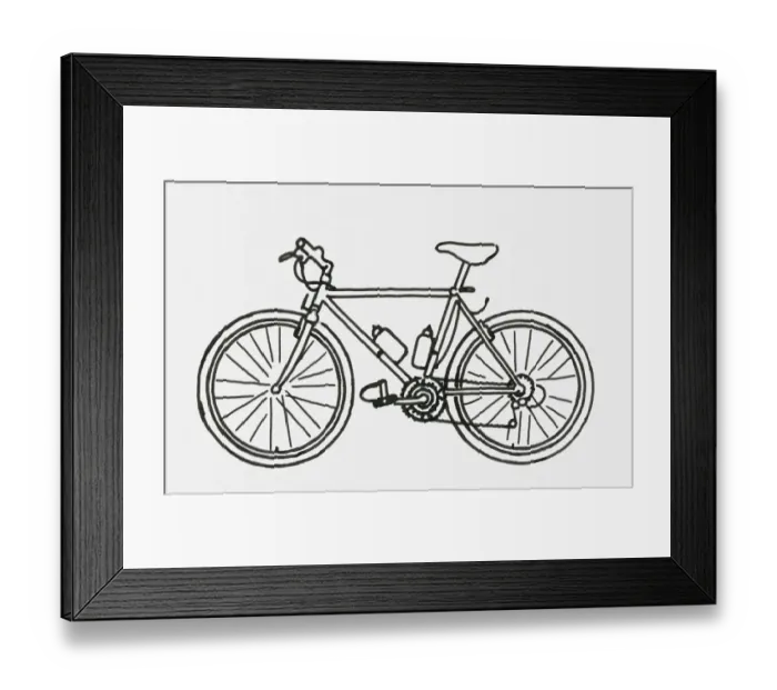 Framed Print : Black and white digital illustration of racing bicycle Framed Print : Black and white digital illustration of racing bicycle