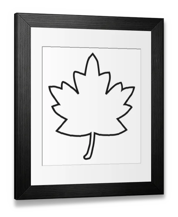 Framed Print : Black and white digital illustration of maple leaf outline Framed Print : Black and white digital illustration of maple leaf outline
