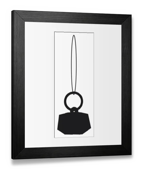 Framed Print : Black and white digital illustration of weight hanging from circle Framed Print : Black and white digital illustration of weight hanging from circle