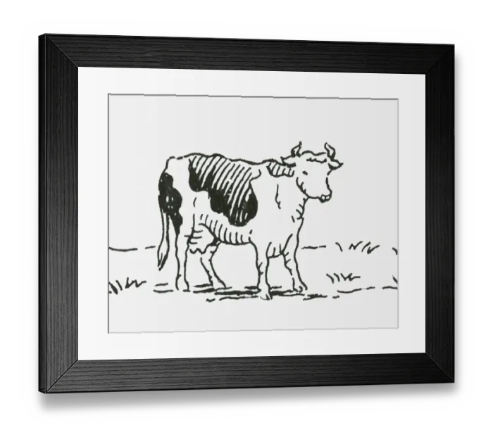 Framed Print : Black and white digital illustration of Friesian cow Framed Print : Black and white digital illustration of Friesian cow