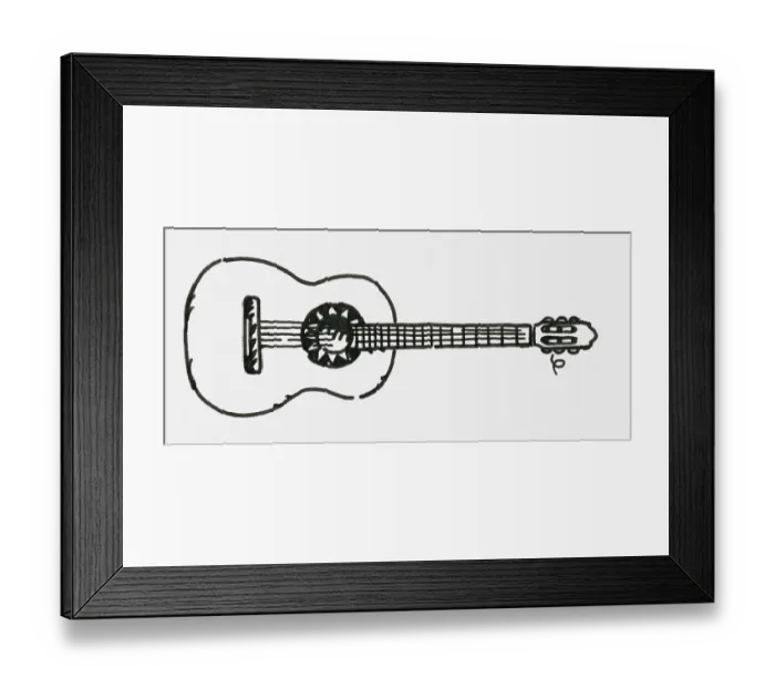 Framed Print : Black and white digital illustration of classical guitar Framed Print : Black and white digital illustration of classical guitar