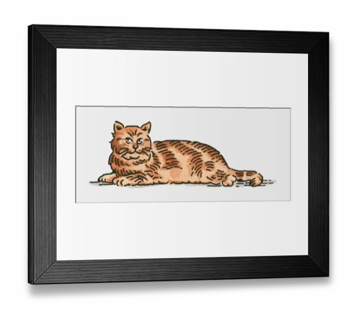 Framed Print : Digital illustration of ginger cat