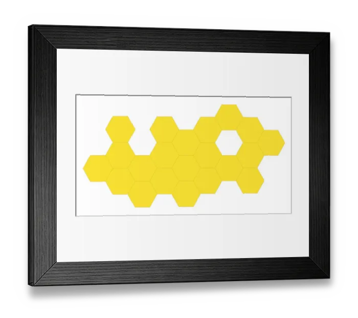 Framed Print : Digital illustration of yellow hexagons shaped in honeycomb pattern Framed Print : Digital illustration of yellow hexagons shaped in honeycomb pattern