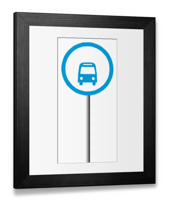 Framed Print : Digital illustration of circular bus lane sign Framed Print : Digital illustration of circular bus lane sign