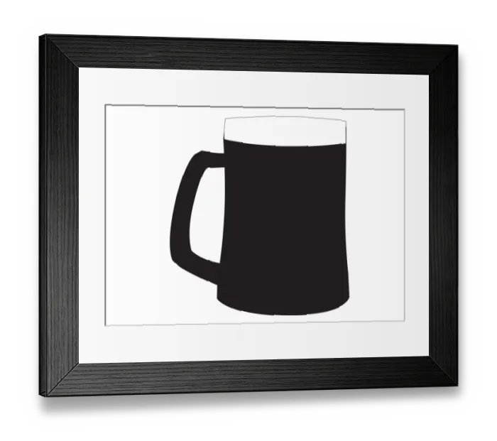 Framed Print : Black and white digital illustration representing beer in glass with handle Framed Print : Black and white digital illustration representing beer in glass with handle