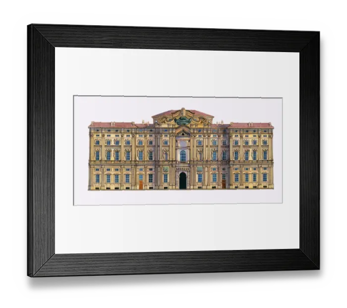 Framed Print : Digital illustration of Baroque facade of Guarinis Palazzo Carignano, 1679, Turin Framed Print : Digital illustration of Baroque facade of Guarinis Palazzo Carignano, 1679, Turin