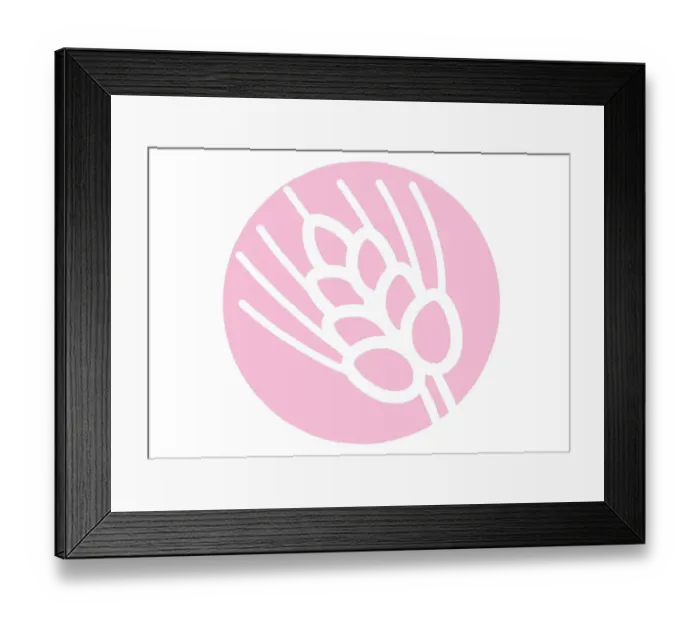 Framed Print : Digital illustration representing ear of wheat in pink circle Framed Print : Digital illustration representing ear of wheat in pink circle