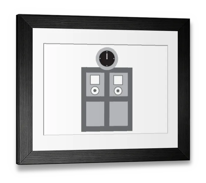 Framed Print : Digital illustration of the first atomic clock, constructed in 1949 Framed Print : Digital illustration of the first atomic clock, constructed in 1949