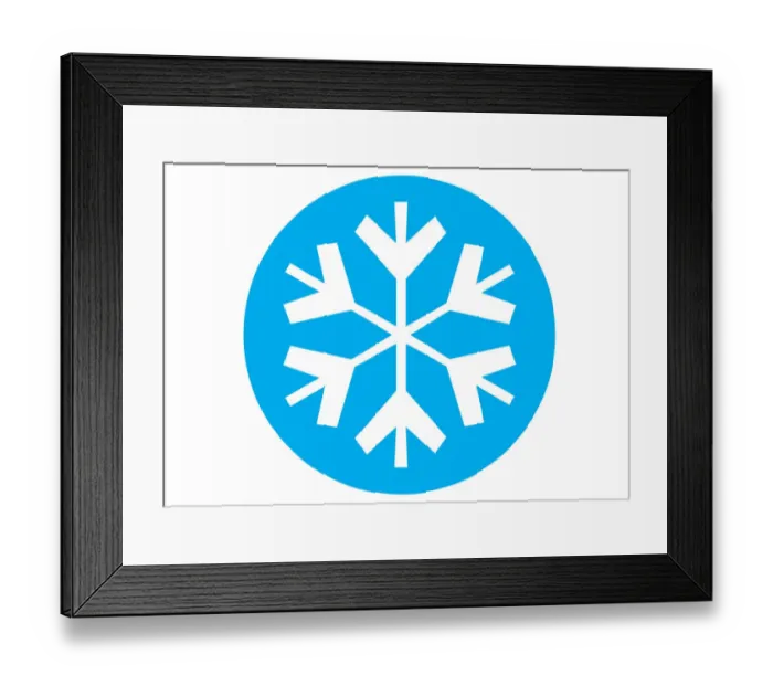 Framed Print : Digital illustration of snowflake symbol in blue circle Framed Print : Digital illustration of snowflake symbol in blue circle