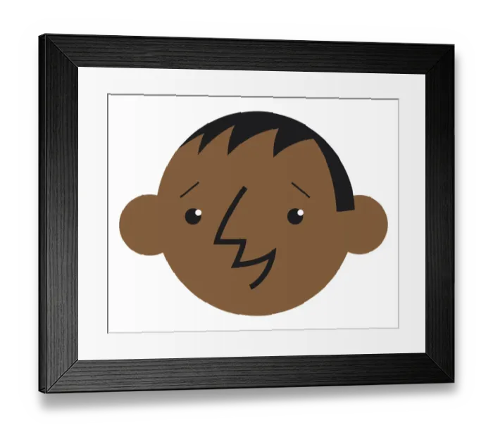 Framed Print : Digital cartoon of smiling boy with jug ears Framed Print : Digital cartoon of smiling boy with jug ears