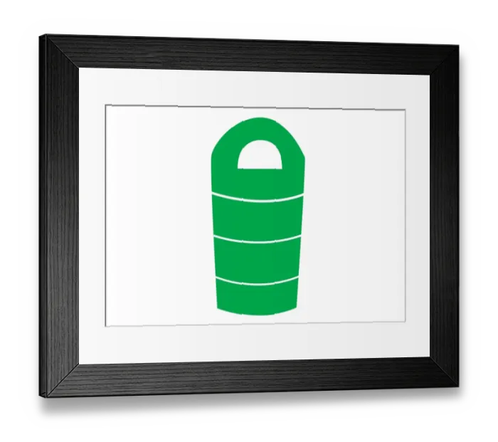 Framed Print : Digital illustration representing a green sleeping bag Framed Print : Digital illustration representing a green sleeping bag