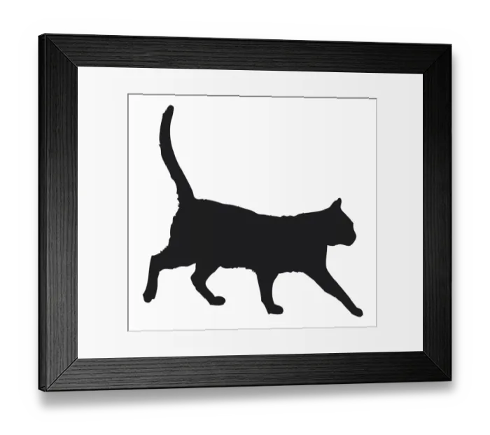 Framed Print : Black and white digital illustration of black domestic cat (Felis catus) Framed Print : Black and white digital illustration of black domestic cat (Felis catus)