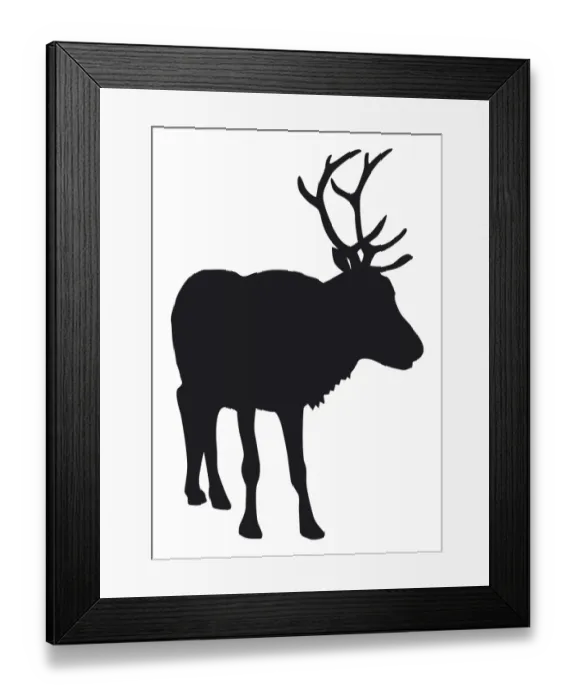 Framed Print : Black and white digital illustration of Reindeer (Rangifer tarandus) Framed Print : Black and white digital illustration of Reindeer (Rangifer tarandus)