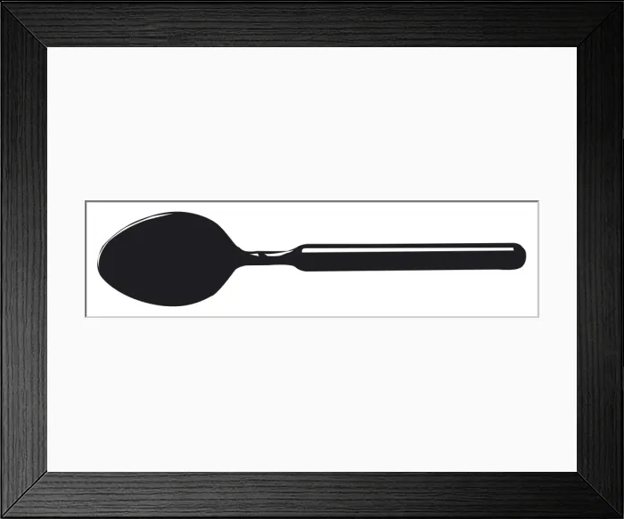 Framed Print : Black and white digital illustration of spoon Framed Print : Black and white digital illustration of spoon