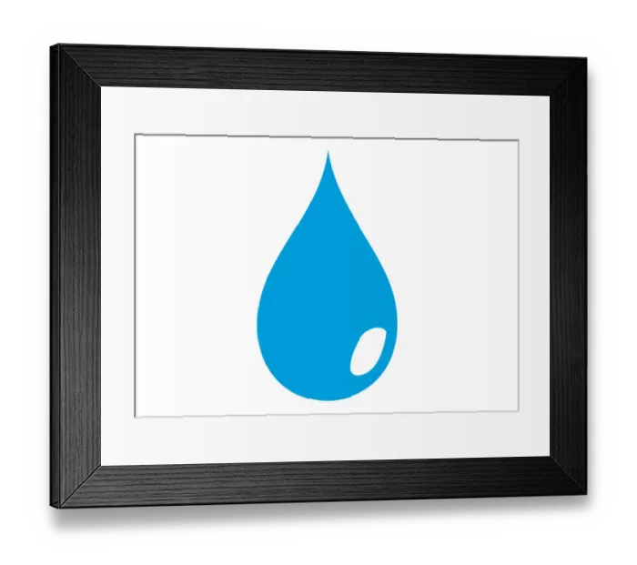 Framed Print : Digital illustration representing a blue raindrop Framed Print : Digital illustration representing a blue raindrop