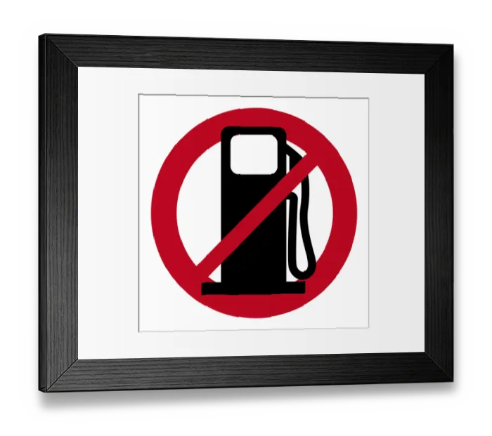 Framed Print : Digital illustration of fuel pump in circle with diagonal line through center Framed Print : Digital illustration of fuel pump in circle with diagonal line through center
