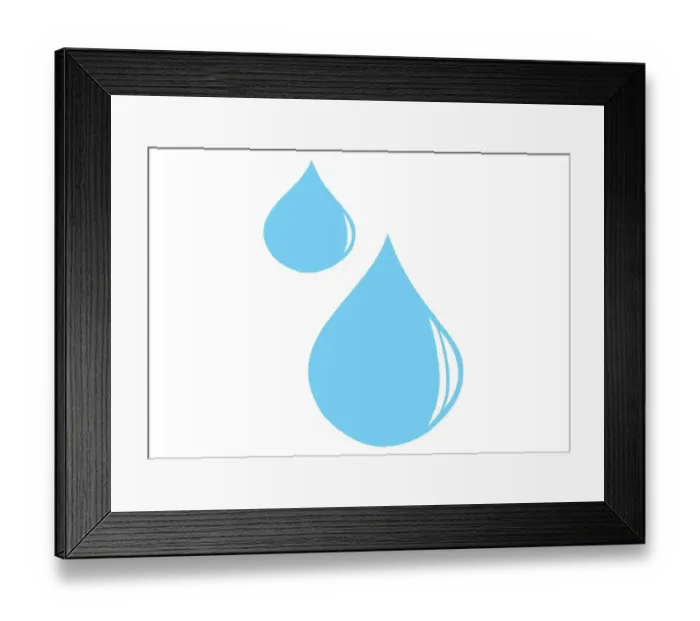 Framed Print : Digital illustration of two blue raindrops Framed Print : Digital illustration of two blue raindrops