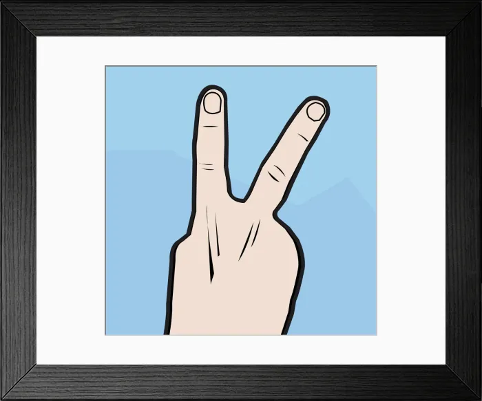 Framed Print : Digital illustration of V sign hand gesture Framed Print : Digital illustration of V sign hand gesture