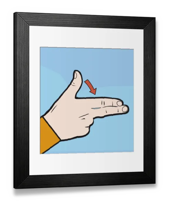 Framed Print : Digital illustration of hand sign language representing shooting a handgun