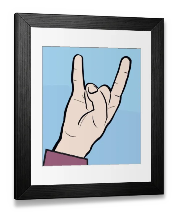 Framed Print : Digital illustration of hand gesture representing devils horns Framed Print : Digital illustration of hand gesture representing devils horns