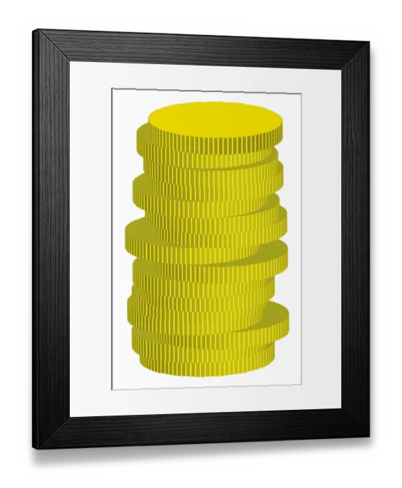 Framed Print : Digital illustration of stack of gold coins Framed Print : Digital illustration of stack of gold coins