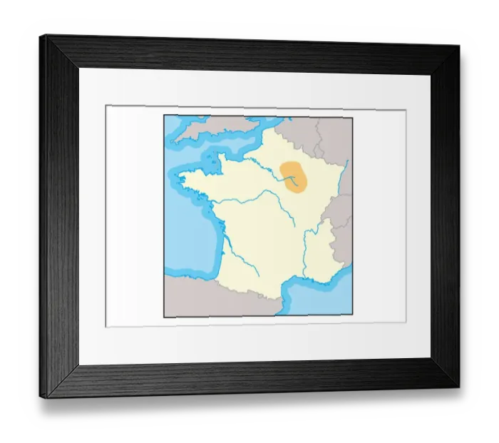 Framed Print : Digital illustration of the champagne wine region of northern France, shown in orange Framed Print : Digital illustration of the champagne wine region of northern France, shown in orange