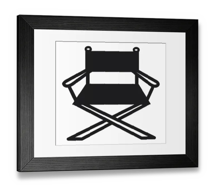 Framed Print : Black and white digital illustration of directors chair Framed Print : Black and white digital illustration of directors chair