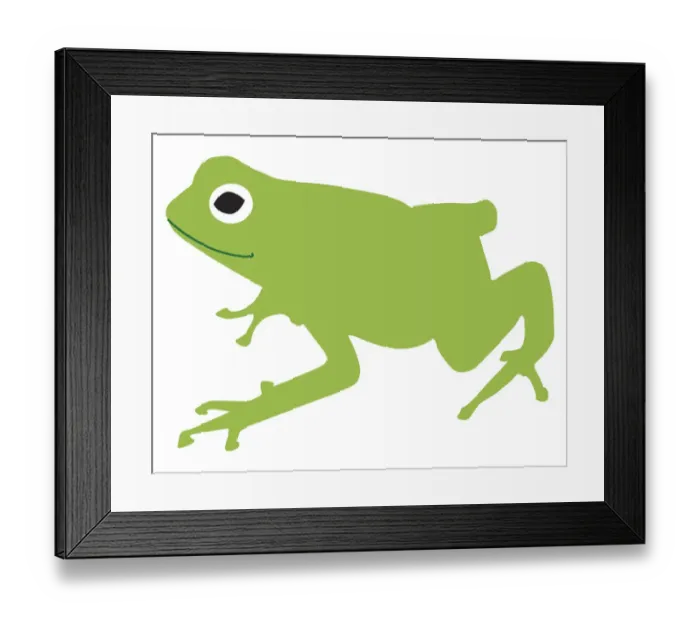 Framed Print : Digital illustration of green frog