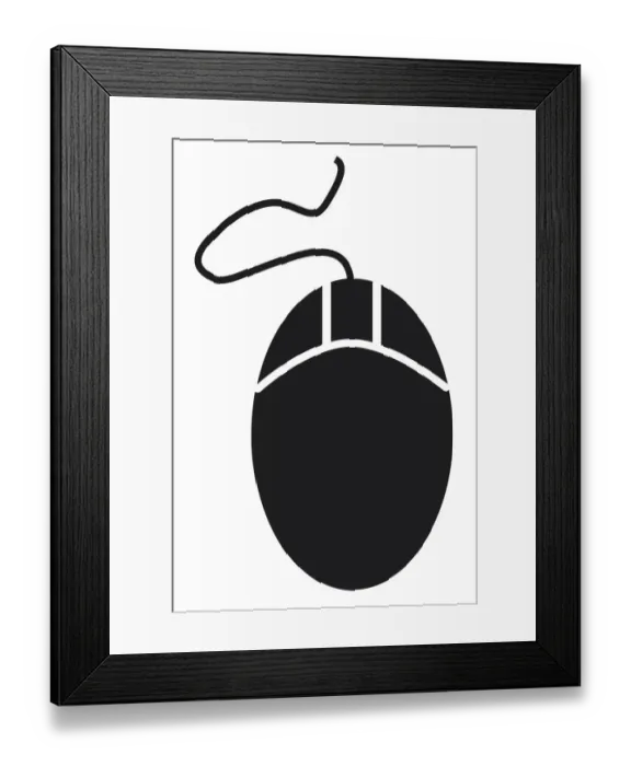 Framed Print : Black and white digital illustration of computer mouse Framed Print : Black and white digital illustration of computer mouse
