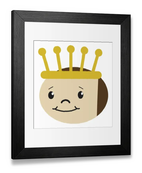 Framed Print : Digital cartoon of smiling girl wearing gold crown on head Framed Print : Digital cartoon of smiling girl wearing gold crown on head